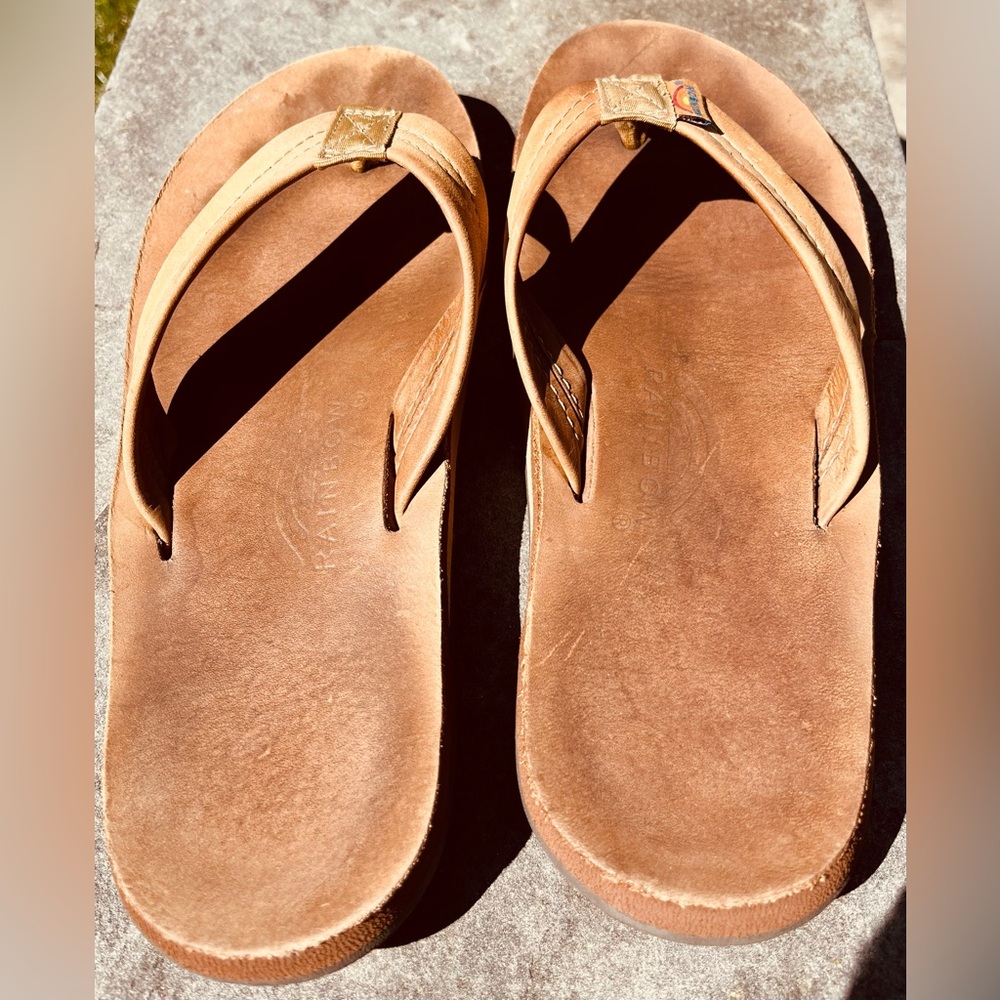 Rainbow Men’s Tan Leather Sandals - Flip Flops